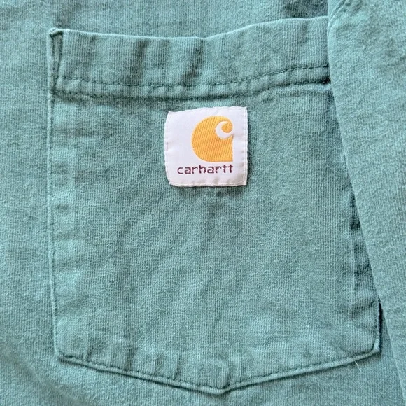 Carhartt K87 Original Fit Short Sleeve Pocket Tee-Green Men’s Size Large Tall - Picture 3 of 9